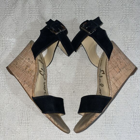 Sam Edelman Women’s Wedge Dress Shoes Size 6.5 M Black Ankle Strap Going out - Picture 1 of 12